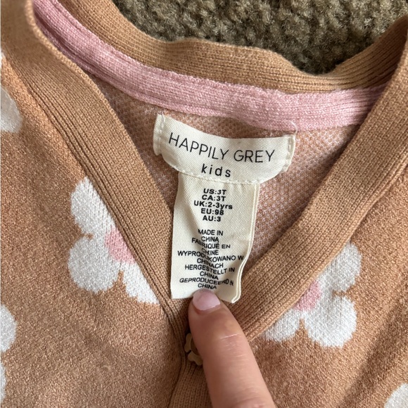 Kids Tan Floral Cardigan and Skirt Set - Picture 2 of 2